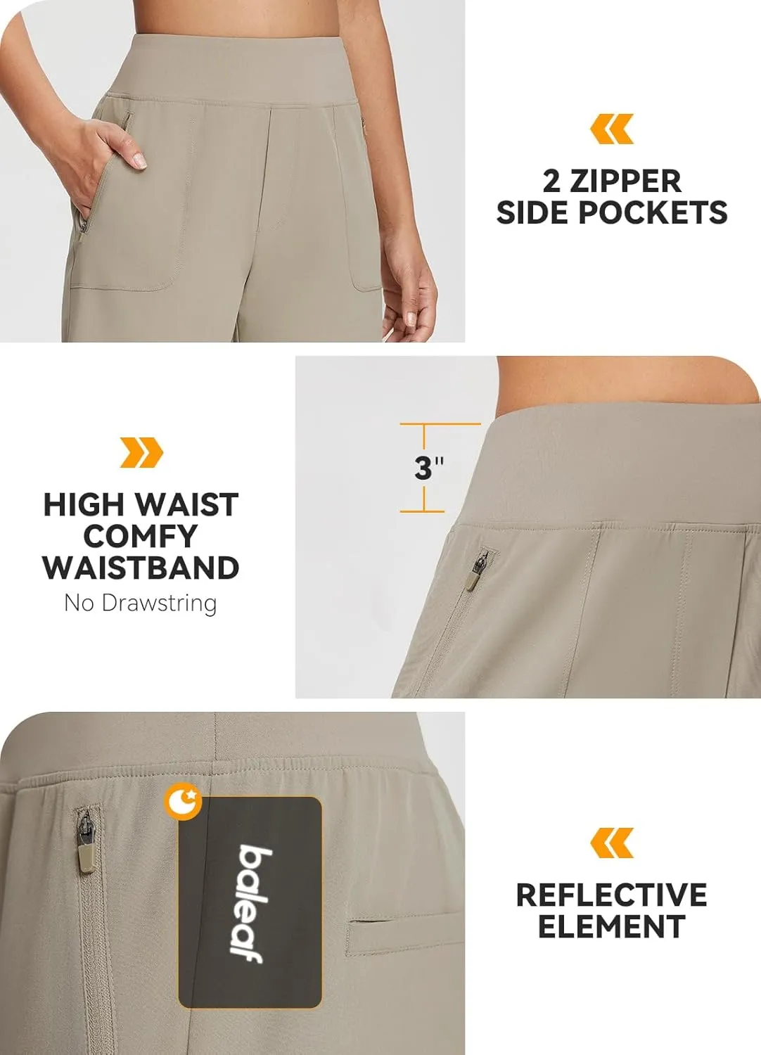 baleaf 7'' Long Athletic Shorts for Women Running High Waisted Quick Dry Workout Bermuda Soft Zipper Pockets UPF 50 
