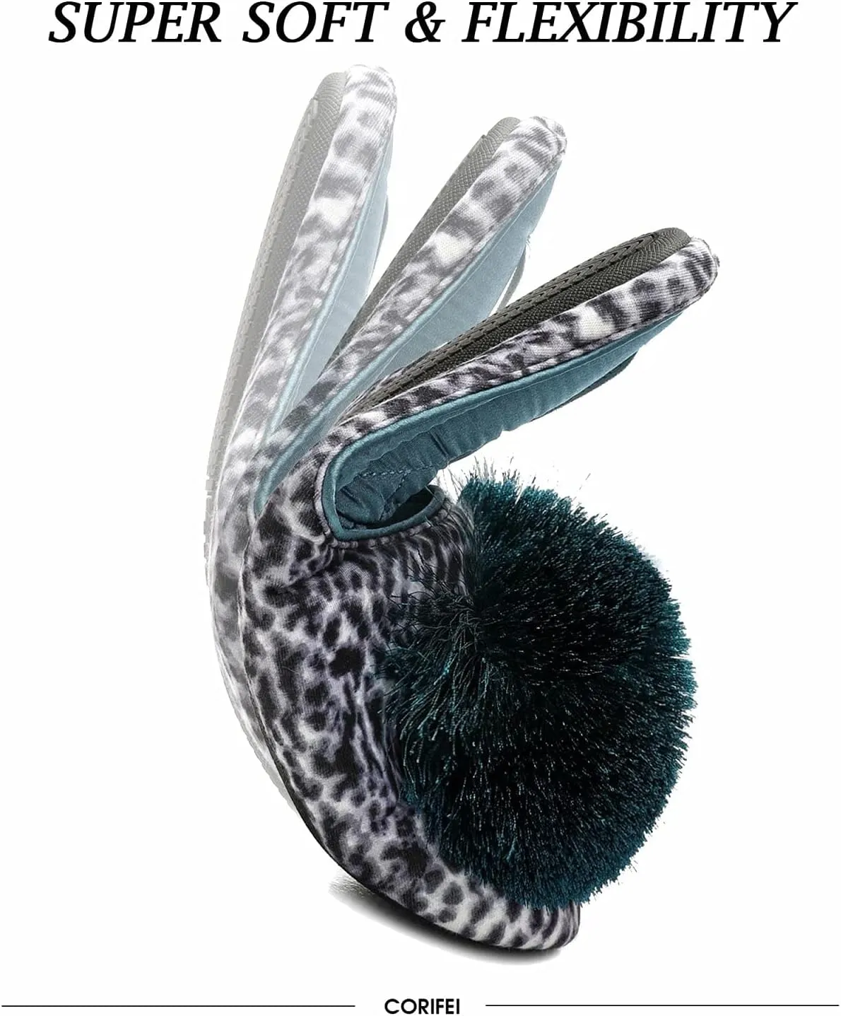 Ballerina Slippers for Women with Pom-pom Soft House Shoes Indoor Slip On with Flexible Rubber Sole