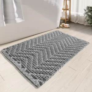 Bathroom Mat, Upgraded Waffle, Super Absorbent Non Slip, Machine Washable, Quick Dry, Ultra Soft, Gray, 24" x 36"