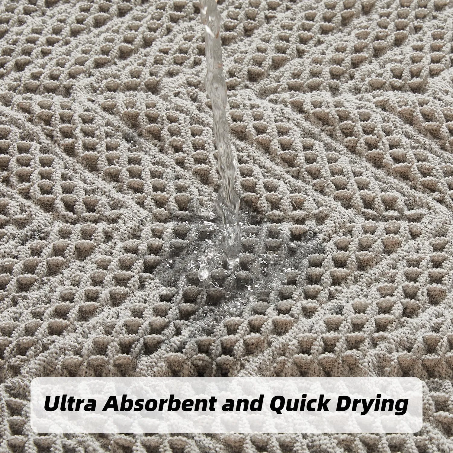 Bathroom Mat, Upgraded Waffle, Super Absorbent Non Slip, Machine Washable, Quick Dry, Ultra Soft, Gray, 24" x 36"