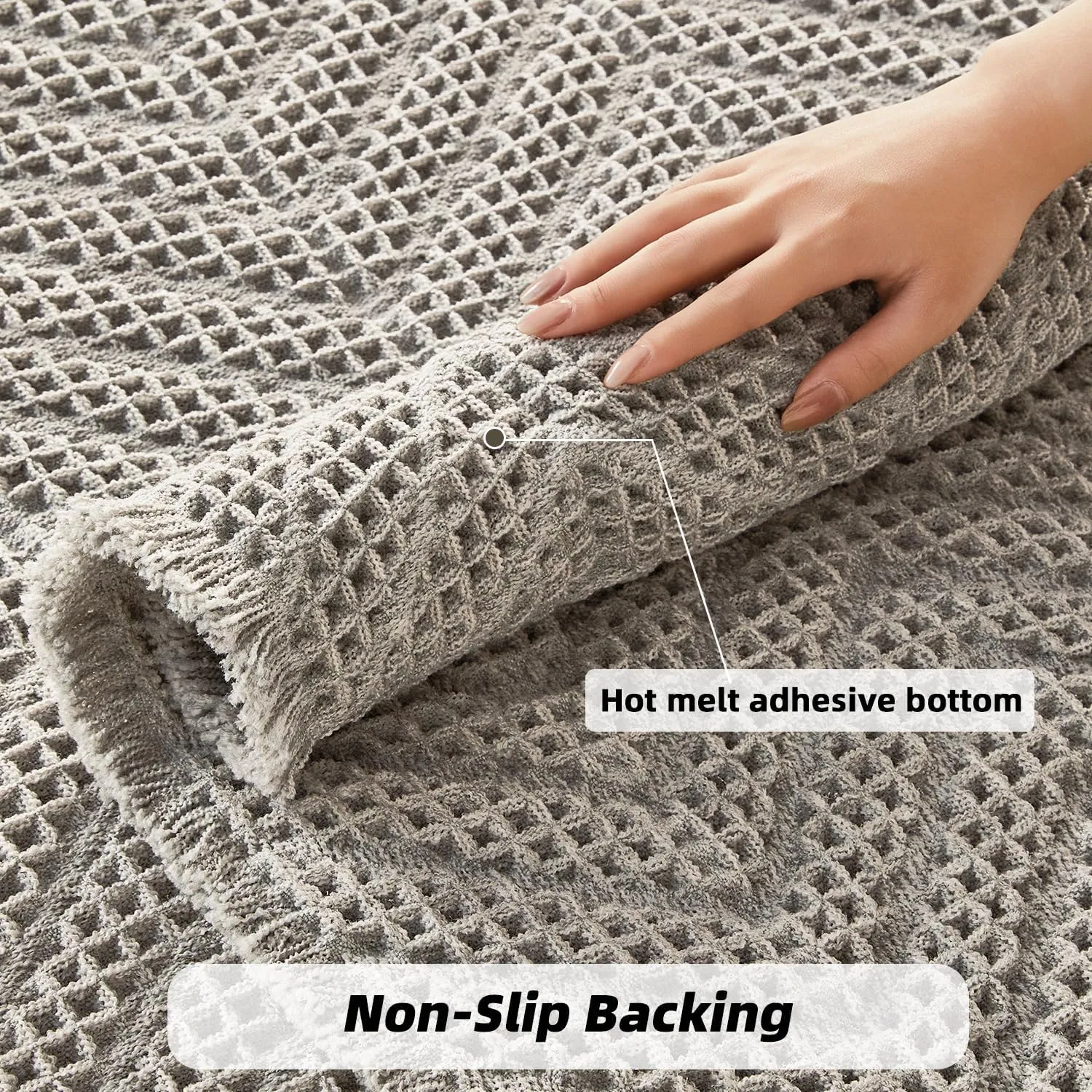 Bathroom Mat, Upgraded Waffle, Super Absorbent Non Slip, Machine Washable, Quick Dry, Ultra Soft, Gray, 24" x 36"