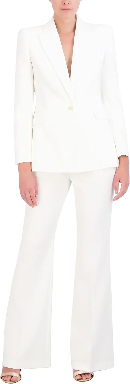 BCBGMAXAZRIA Women's V Neck Long Sleeve Straight Fit Blazer with Front Button Closure