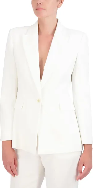 BCBGMAXAZRIA Women's V Neck Long Sleeve Straight Fit Blazer with Front Button Closure
