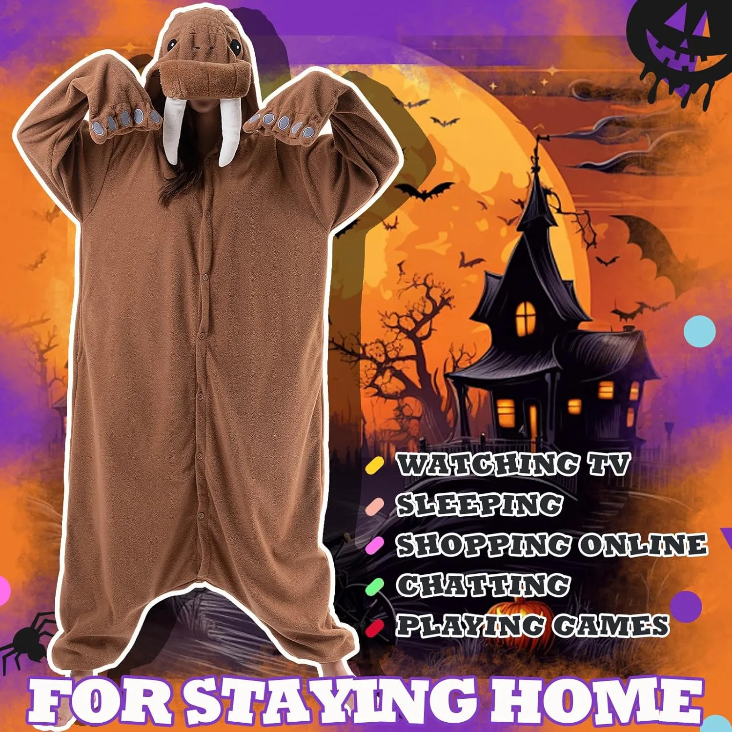 Beauty Shine Unisex Adult Onesie One Piece Pajamas Cosplay Cartoon Costume Halloween Christmas Sleepwear Jumpsuit Homewear