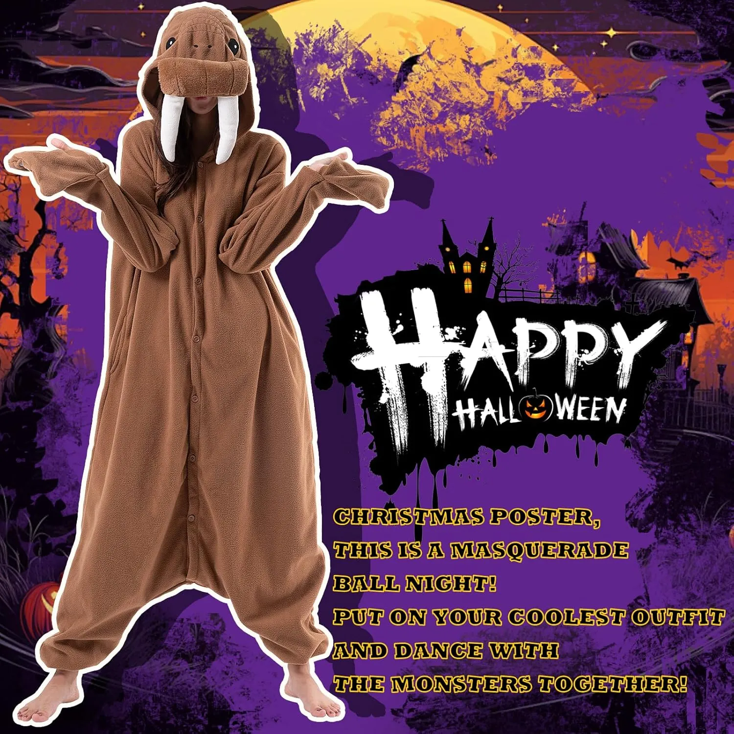 Beauty Shine Unisex Adult Onesie One Piece Pajamas Cosplay Cartoon Costume Halloween Christmas Sleepwear Jumpsuit Homewear
