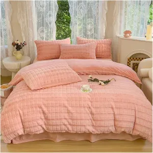 Bedding Sets Soft and Warm Velvet Scrunchy Bedding Winter Plush Duvet Cover Bedspread Pillowcase Set Blanket Sheet Set,Luxury Bed in a Bag (B Twin)