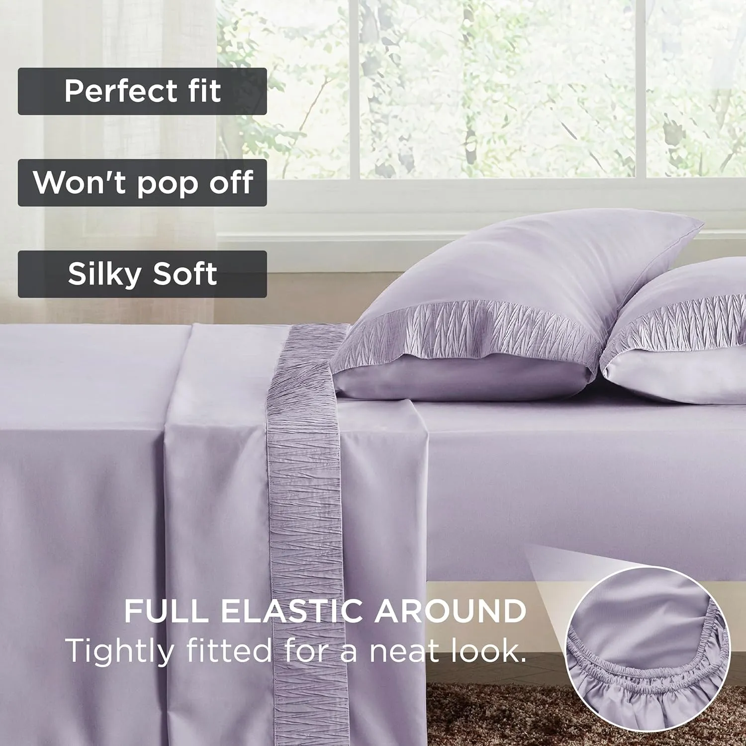 Bedsure Twin XL Sheet Sets Dorm Bedding - 3 Pieces Soft Extra Long Twin Sheets, Hotel Luxury, Easy Care Microfiber for Women, Men, Lavender