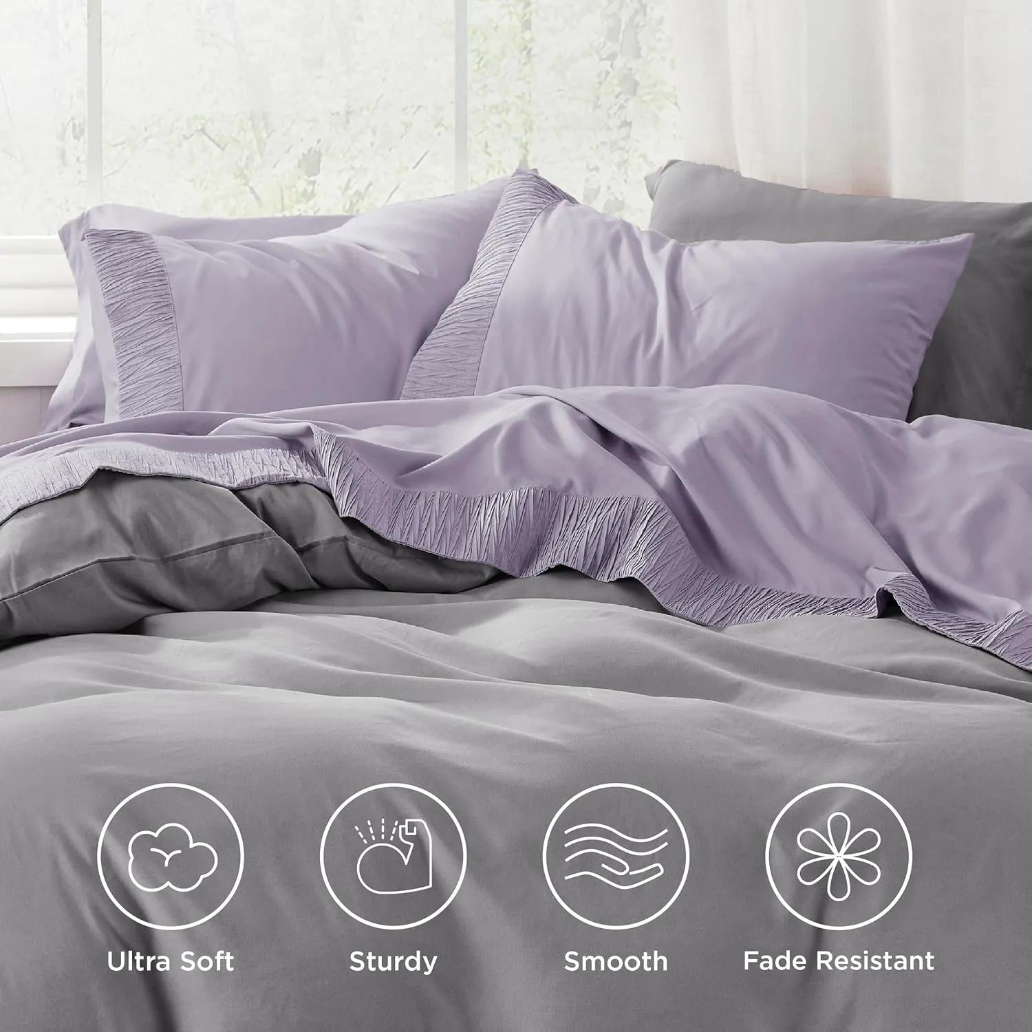 Bedsure Twin XL Sheet Sets Dorm Bedding - 3 Pieces Soft Extra Long Twin Sheets, Hotel Luxury, Easy Care Microfiber for Women, Men, Lavender