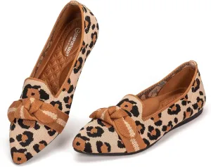 BEJINASH Women's Loafer Flats Casual Knit Fabric Lightweight Dressy Shoes Washable Elegant Pointed-Toe lace-up Bow Shoes Comfortable Ballet Shoes for Women Perfect for Daily
