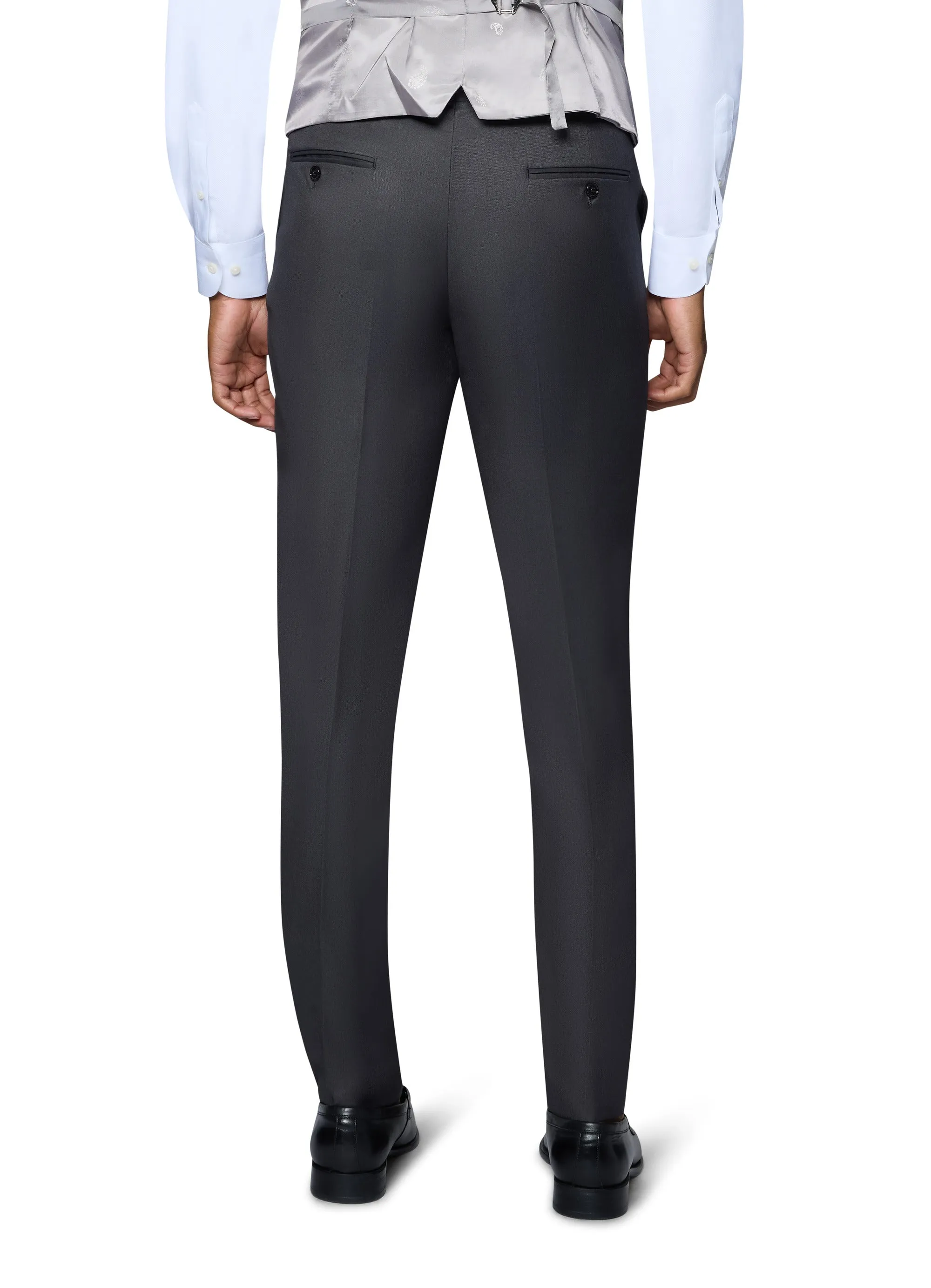 Bergamo Orange Vested Solid Charcoal Slim Fit