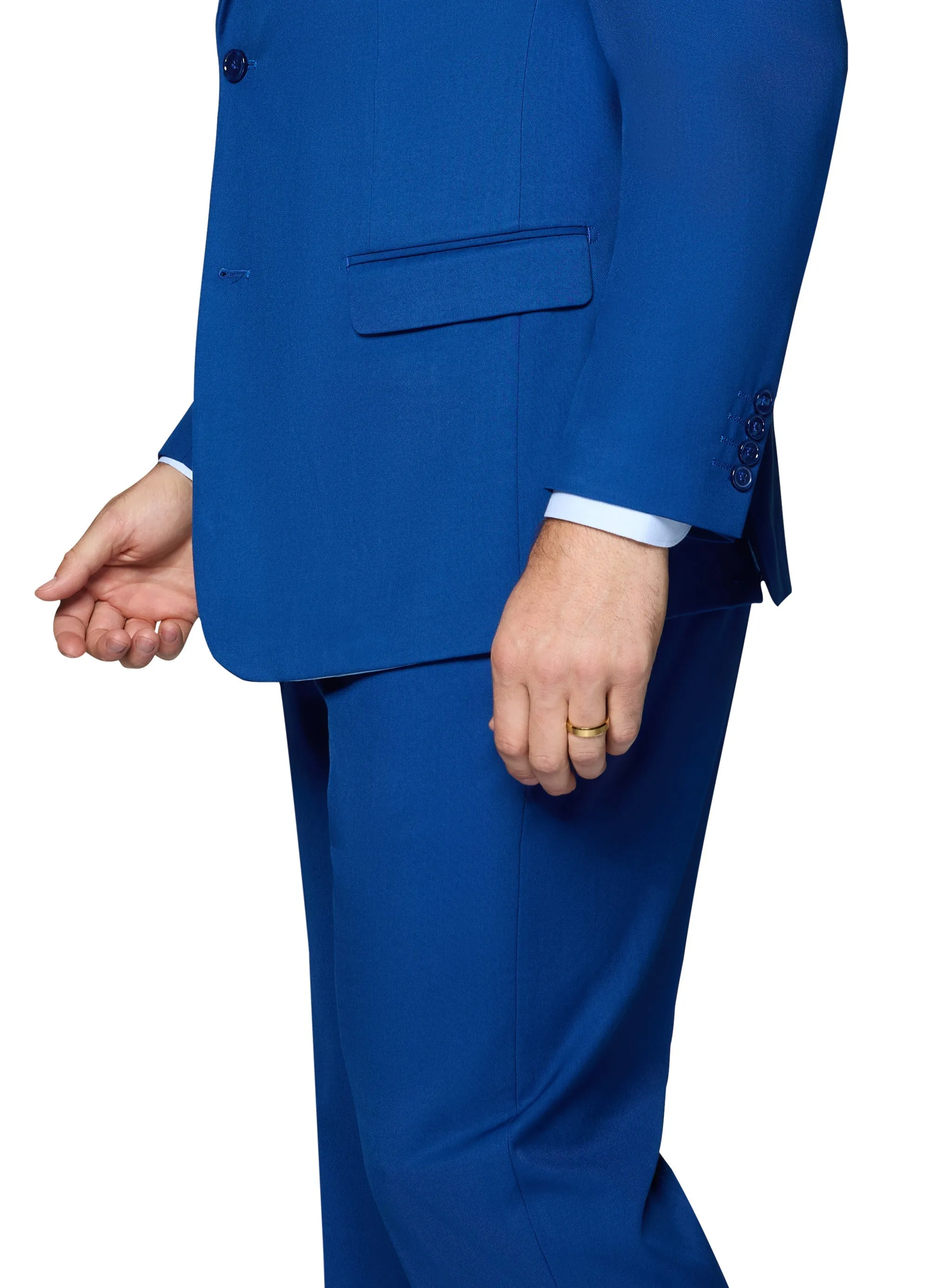 Bergamo Orange Vested Solid French Blue Slim Fit