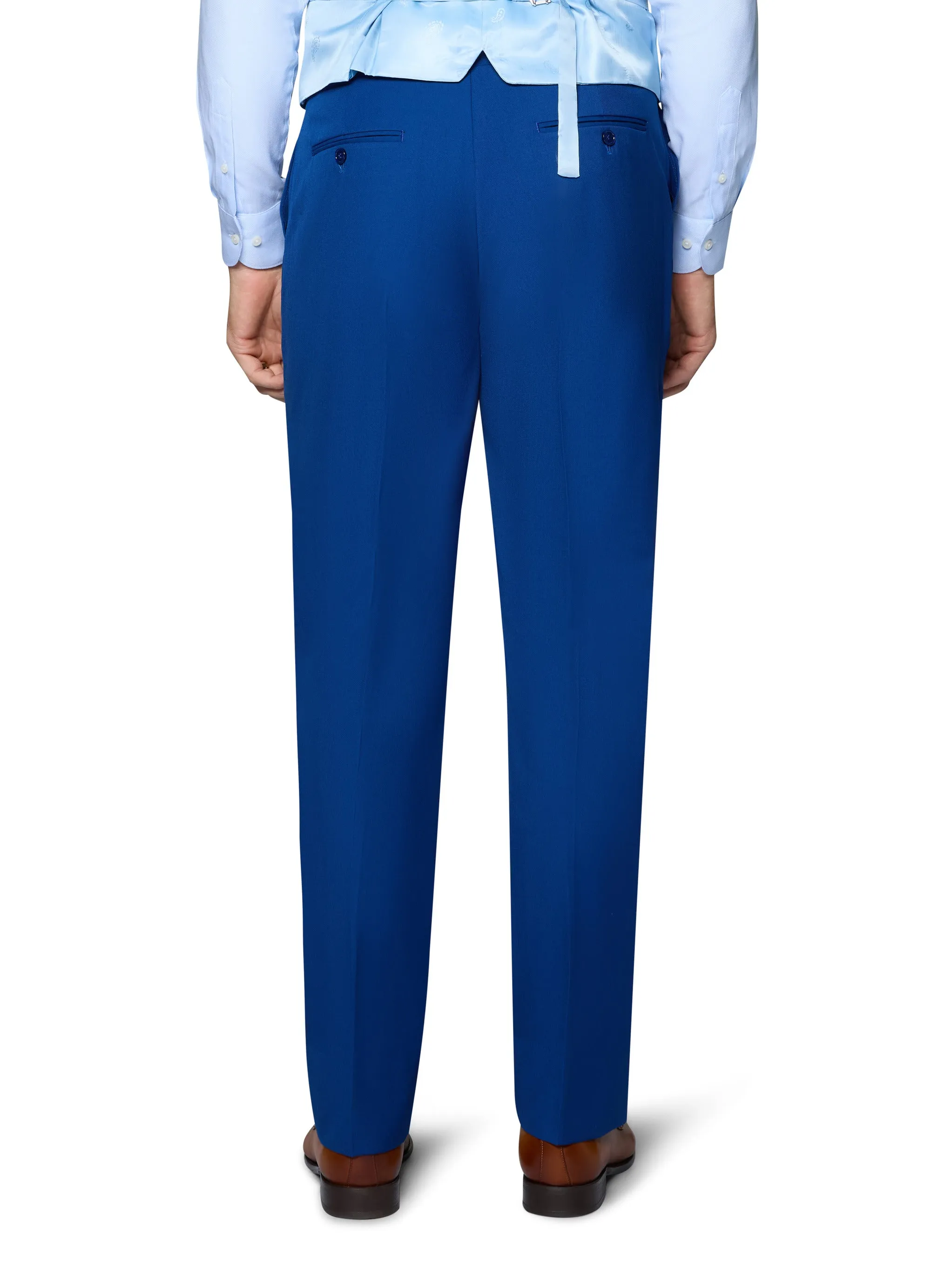 Bergamo Orange Vested Solid French Blue Slim Fit