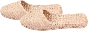 BESTYASH Mens Lightweight Summer Slippers Breathable Straw Sandals Fashionable Knitting Home Slippers Summer