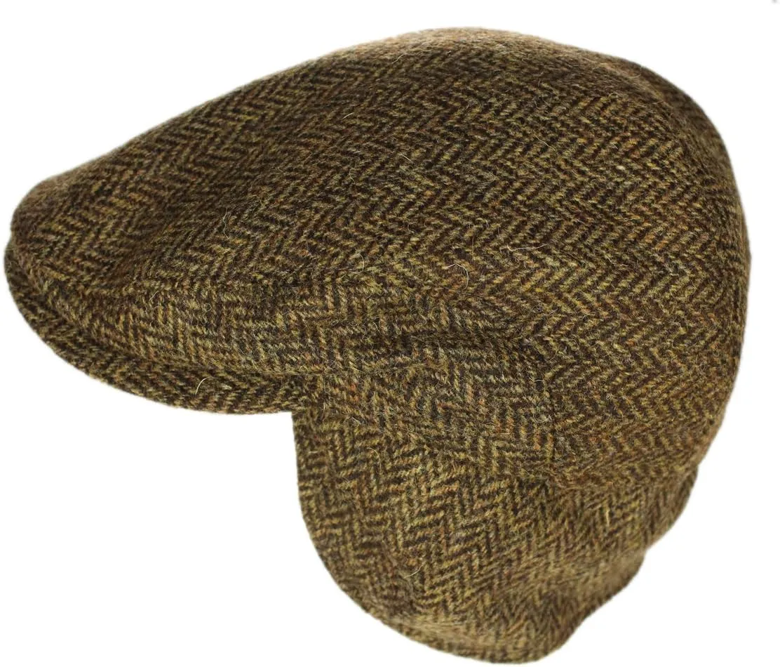 Biddy Murphy Irish Newsboy Flat Cap for Men, Tuck-Away Ear Flaps Slim Fit 100% Wool, Imported