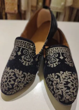 Black Golden Designer Loafer Shoes