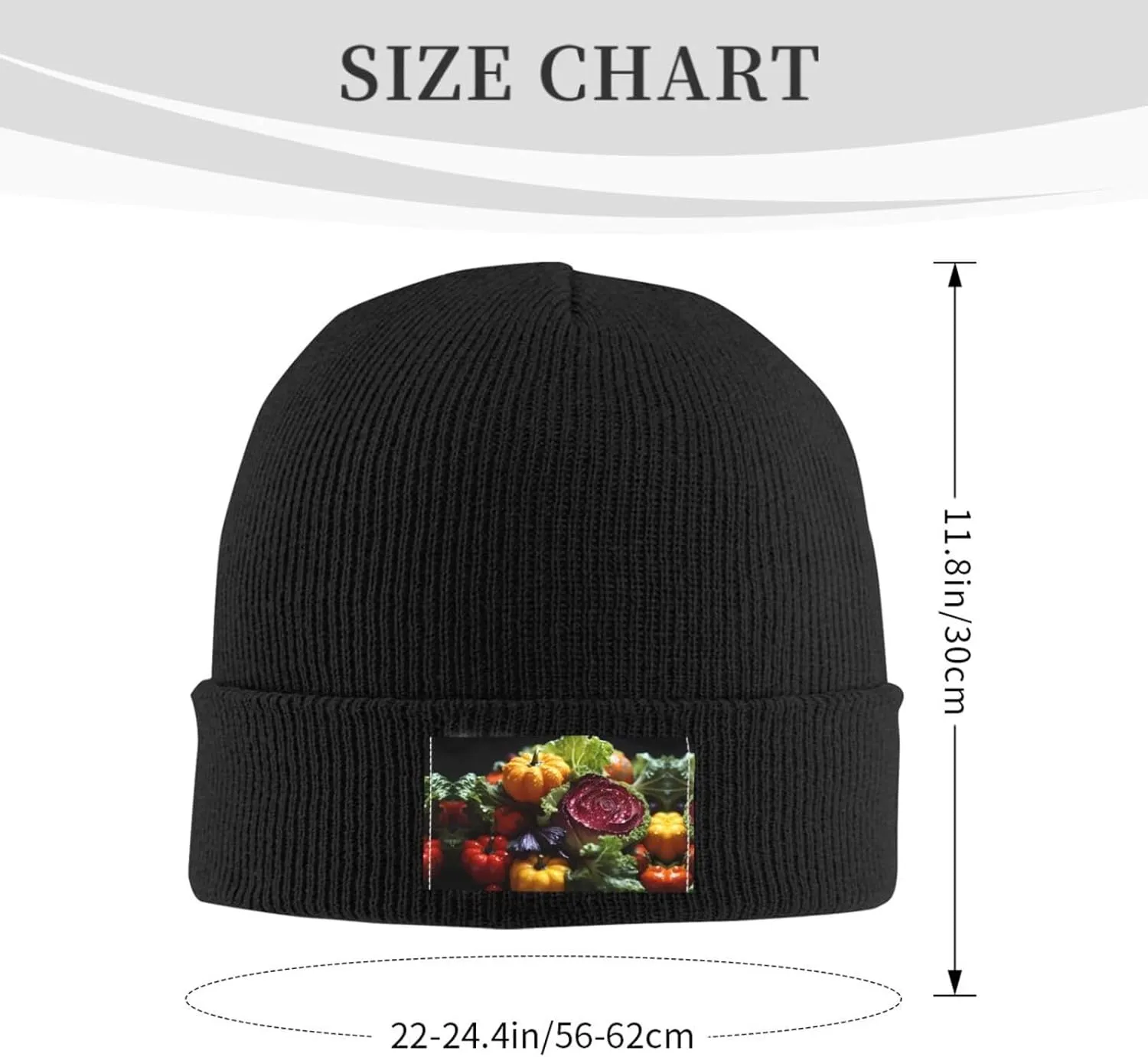 Black Knit Hat Cap Fresh Cabbage Pattern Soft Good Elasticity Suitable for Outdoor Sports