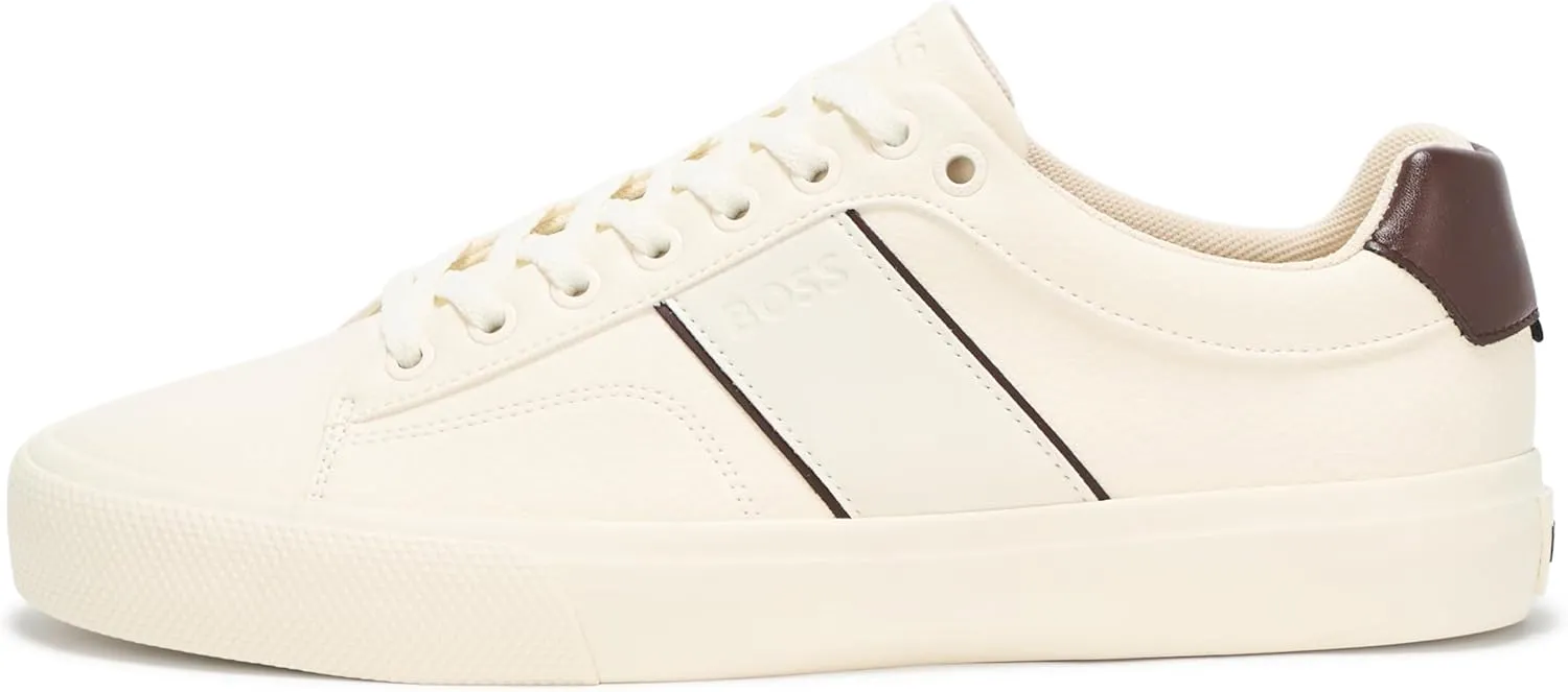 BOSS Men's Aiden Logo Block Leather Low Top Sneaker