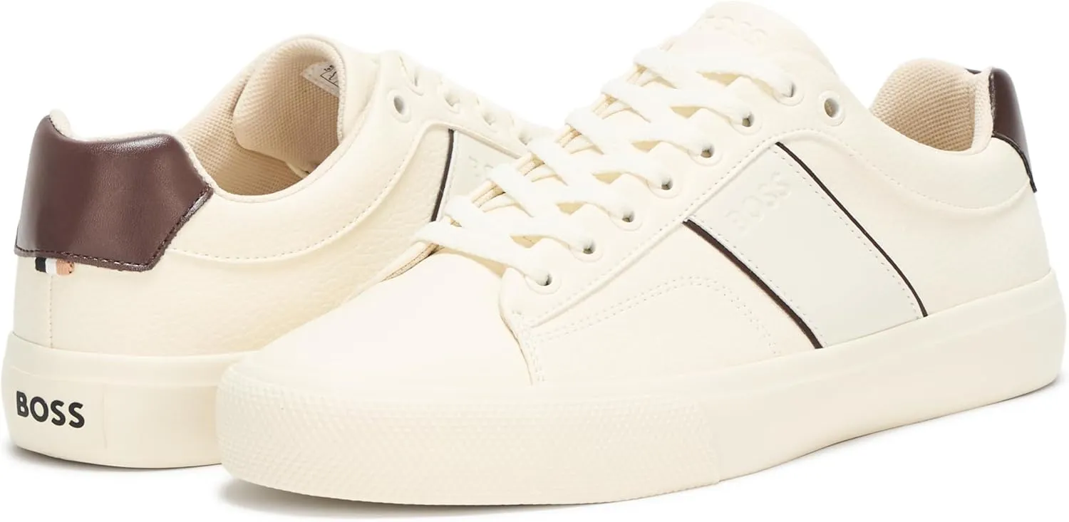 BOSS Men's Aiden Logo Block Leather Low Top Sneaker