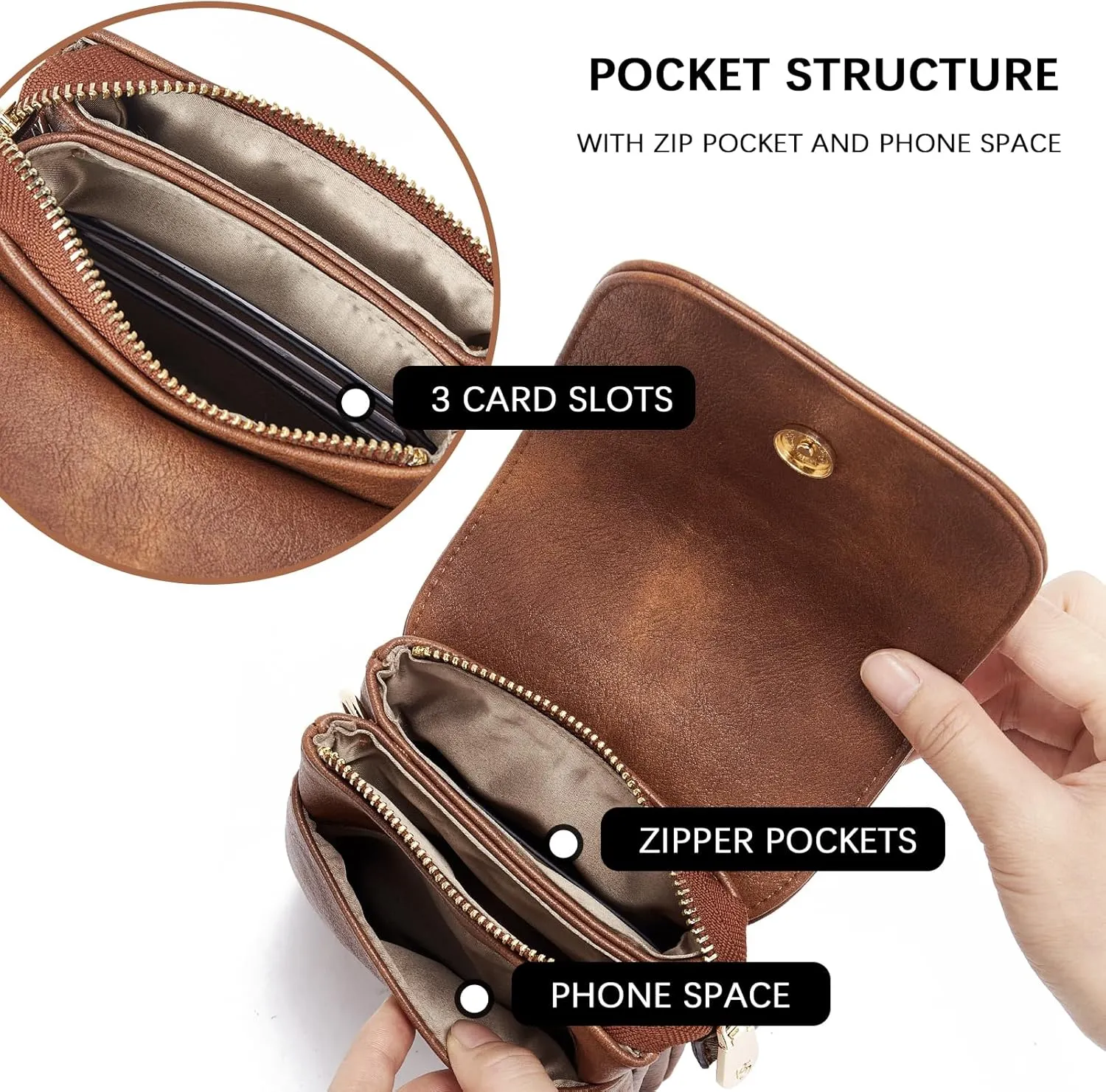 BOSTANTEN Vegan Leather Small Crossbody Bags for Women Designer Cell Phone Bag Wallet Purses Adjustable Strap