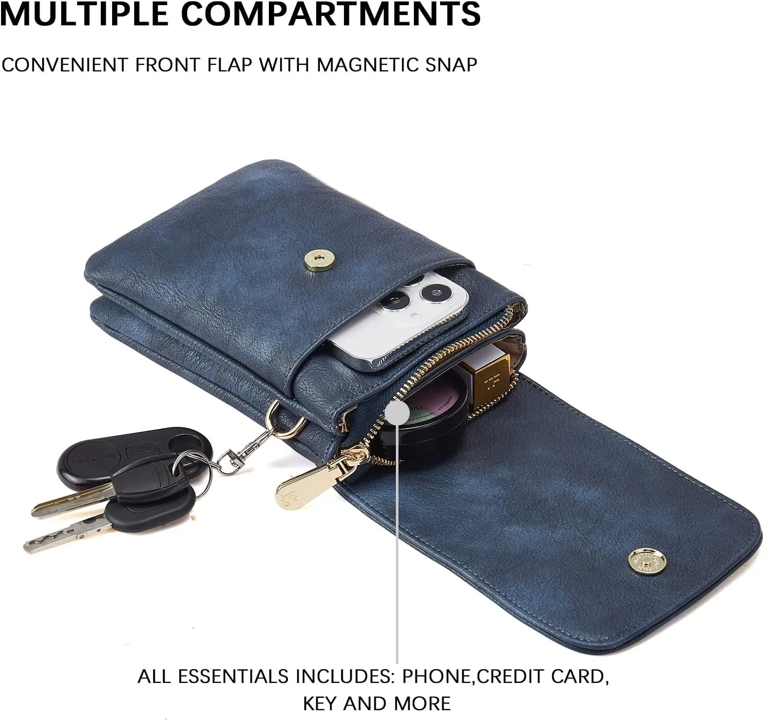 BOSTANTEN Vegan Leather Small Crossbody Bags for Women Designer Cell Phone Bag Wallet Purses Adjustable Strap