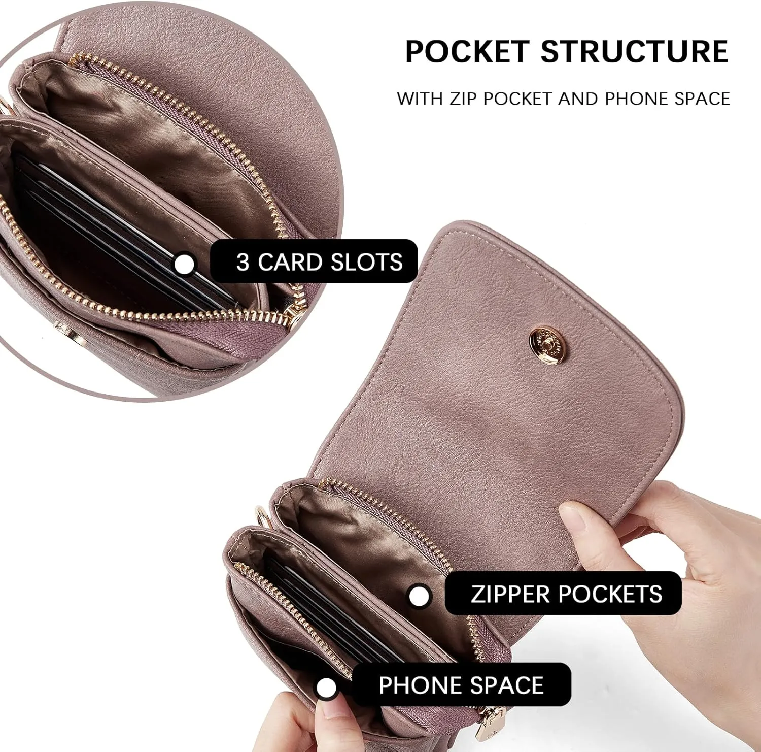 BOSTANTEN Vegan Leather Small Crossbody Bags for Women Designer Cell Phone Bag Wallet Purses Adjustable Strap