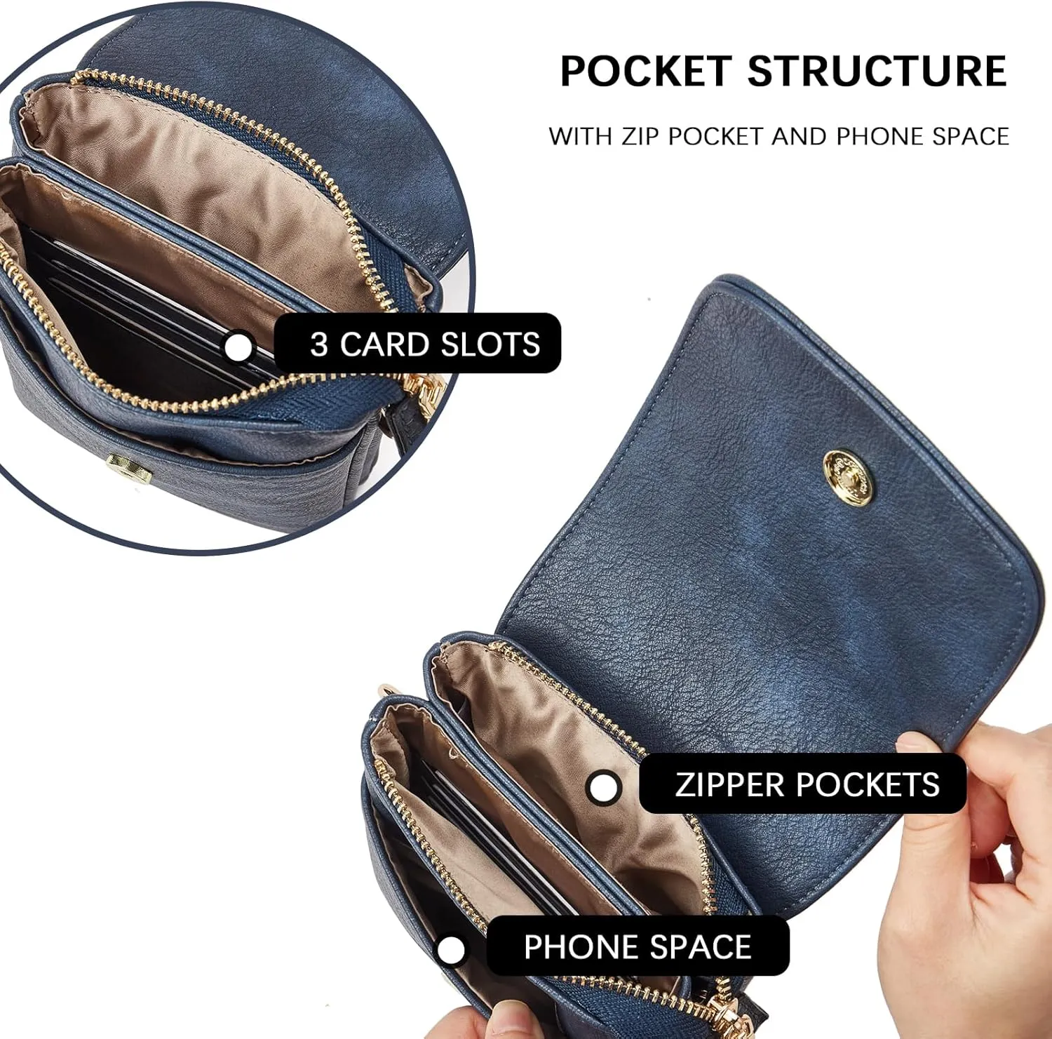 BOSTANTEN Vegan Leather Small Crossbody Bags for Women Designer Cell Phone Bag Wallet Purses Adjustable Strap