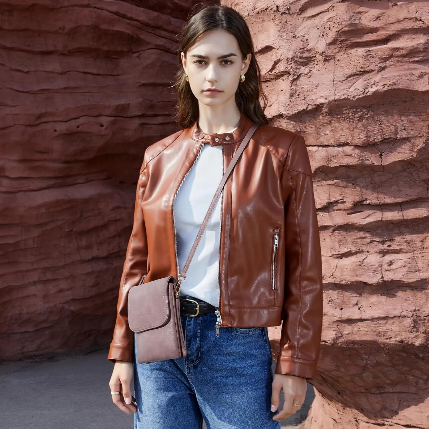 BOSTANTEN Vegan Leather Small Crossbody Bags for Women Designer Cell Phone Bag Wallet Purses Adjustable Strap