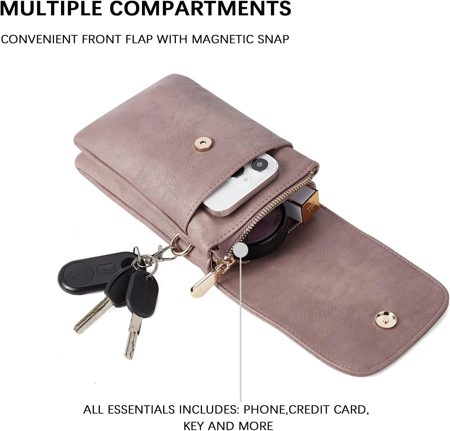 BOSTANTEN Vegan Leather Small Crossbody Bags for Women Designer Cell Phone Bag Wallet Purses Adjustable Strap