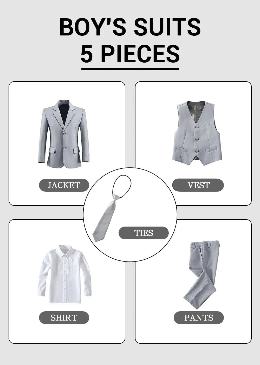 Boys' Formal Suit Set Slim Fit Kids Formal Suits Toddler Tuxedo Wedding Prom Classic Outfit for Teen