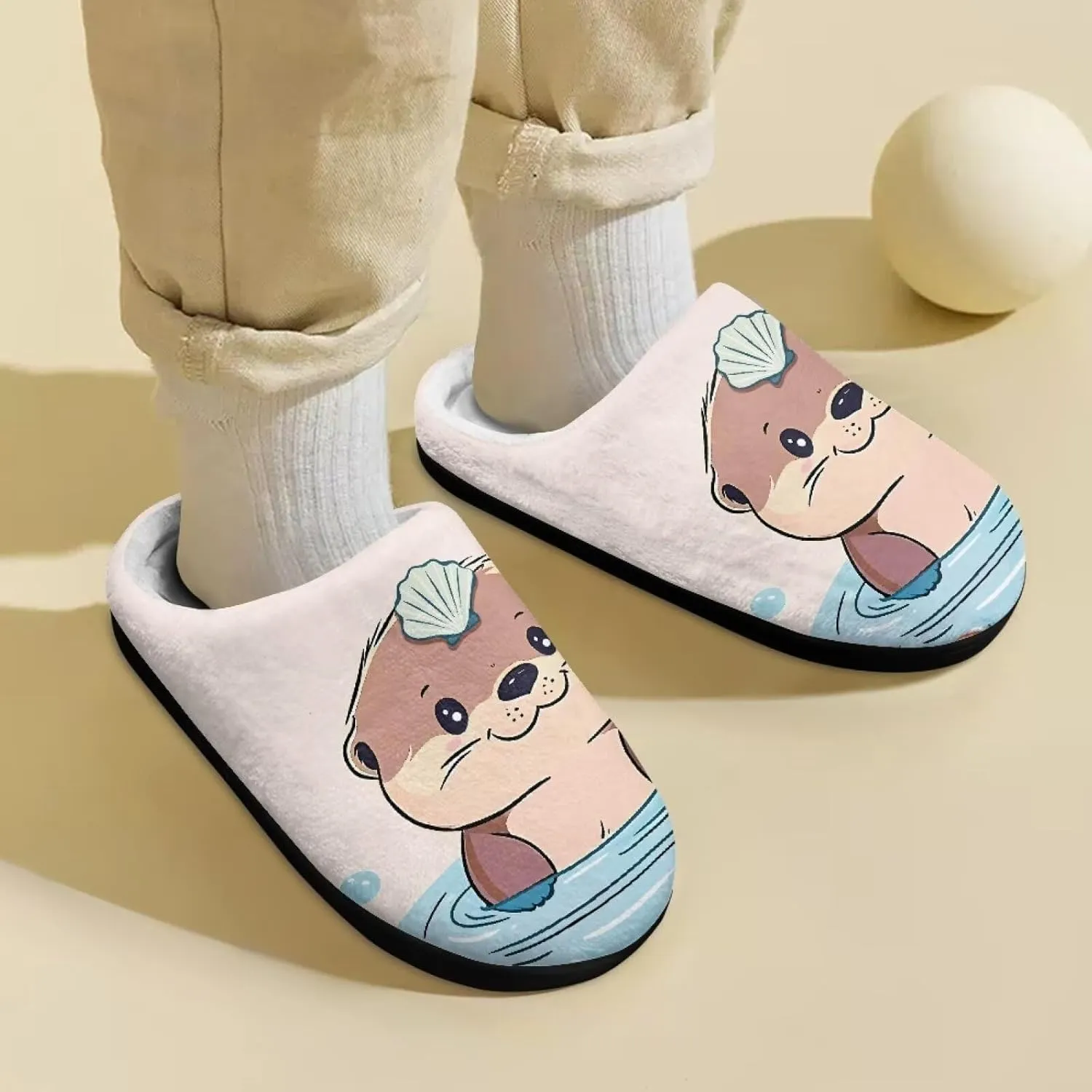 Boys Girls House Slippers Kids Animal Winter Slippers Soft Plush Warm Slippers Indoor Non Slip Fuzzy Flat Shoes Size 9-15