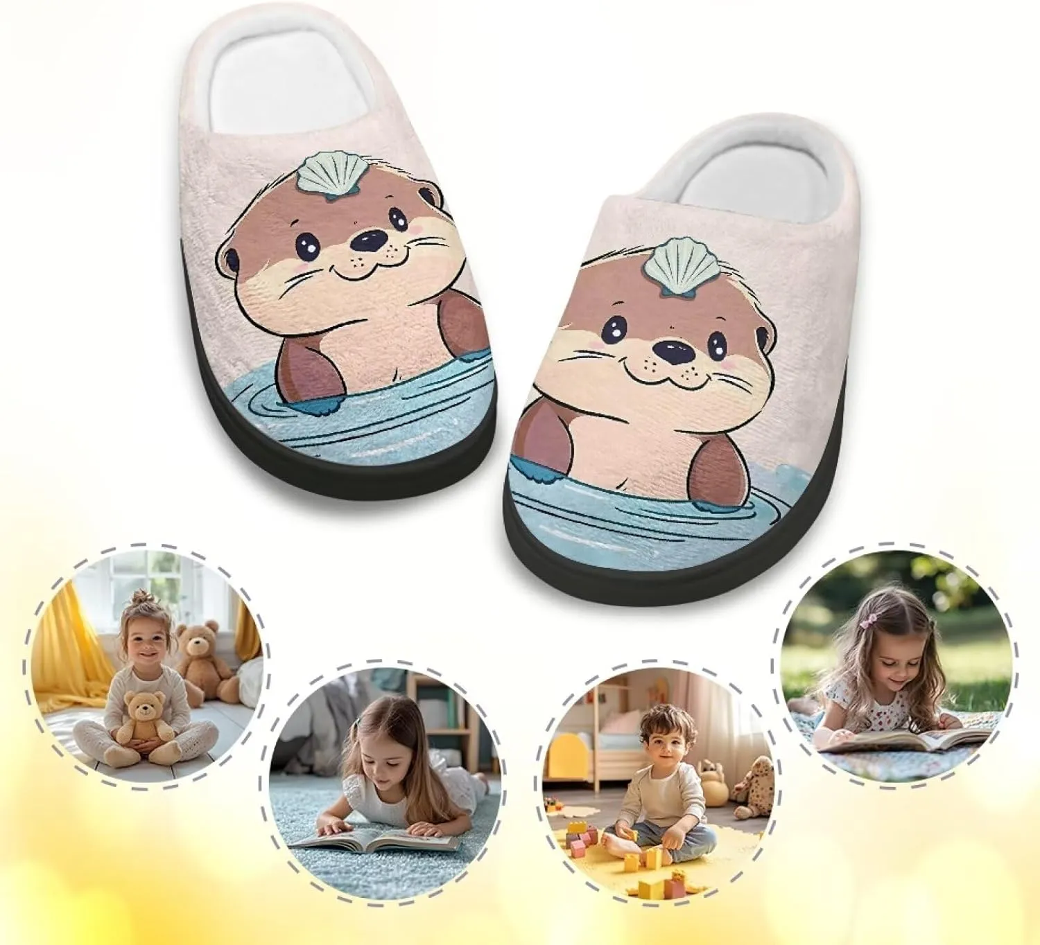 Boys Girls House Slippers Kids Animal Winter Slippers Soft Plush Warm Slippers Indoor Non Slip Fuzzy Flat Shoes Size 9-15