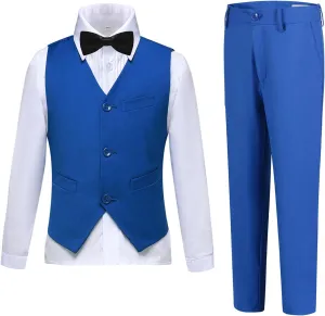 Boys Suits Slim Fit 4 Piece Formal Dresswear Suit for Kids Tuxedo Wedding Set Toddler Boy Dress with Vest Shirt Pants and Tie