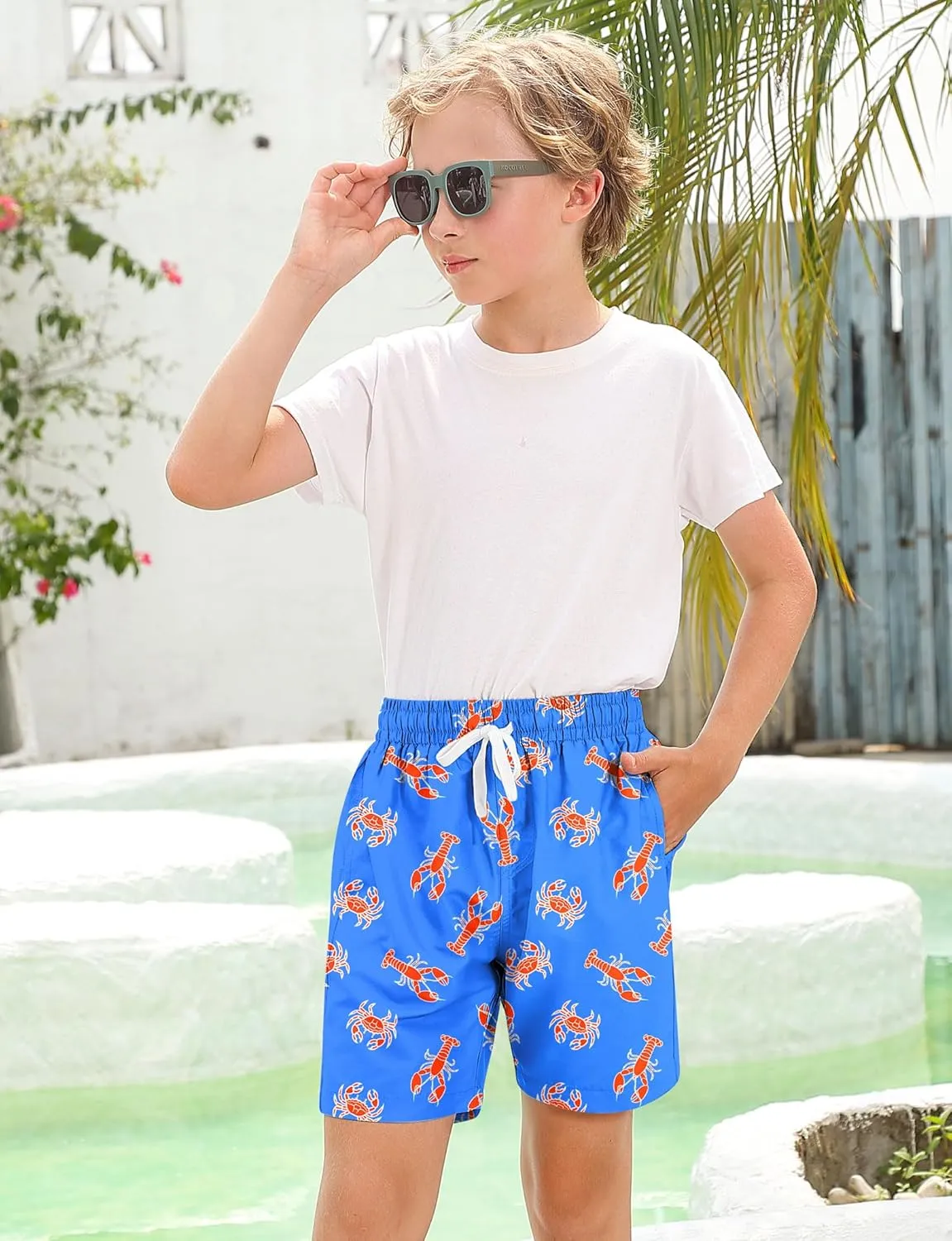 Boys Swim Trunks with Compression Liner for 6-20 Years Kids Quick Dry Bathing Suit