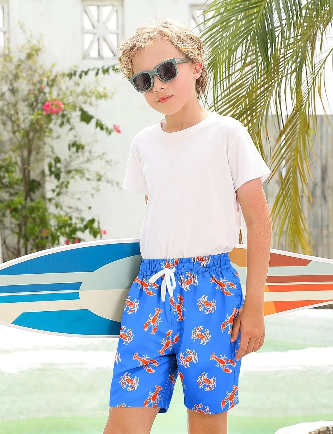Boys Swim Trunks with Compression Liner for 6-20 Years Kids Quick Dry Bathing Suit