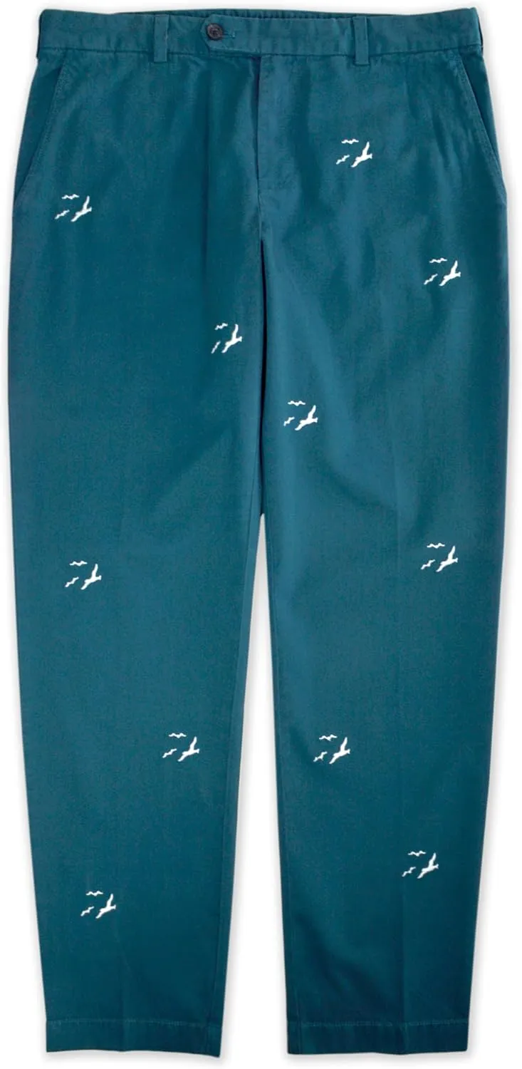 Brooks Brothers Men's Milano Fit Seagull Embroidered Garment Dyed Chino Pants,