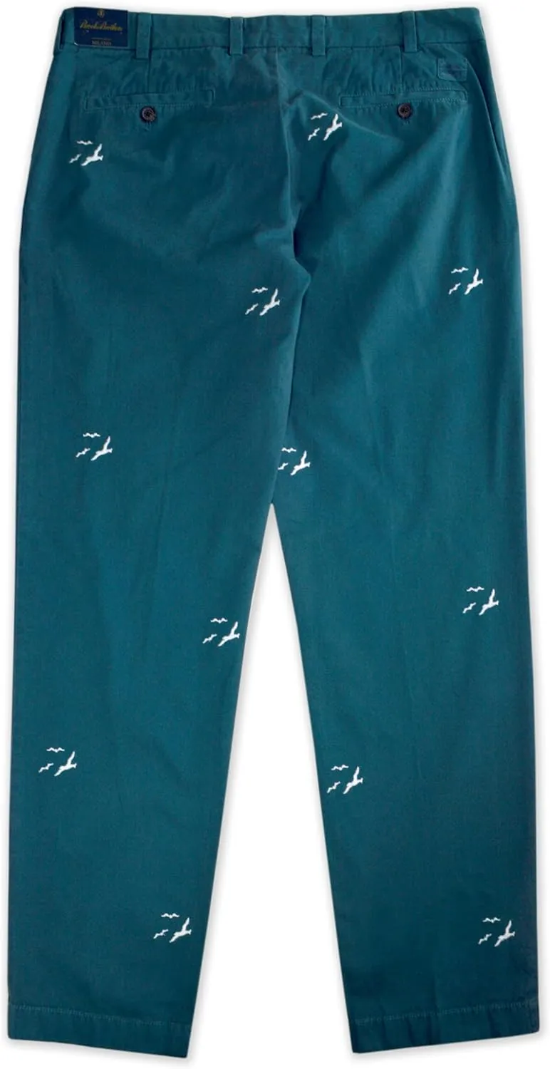 Brooks Brothers Men's Milano Fit Seagull Embroidered Garment Dyed Chino Pants,
