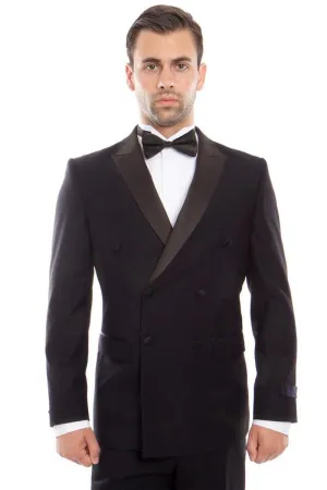 Bryan Michaels Men's Navy Slim Fit Double-Breasted Tuxedo
