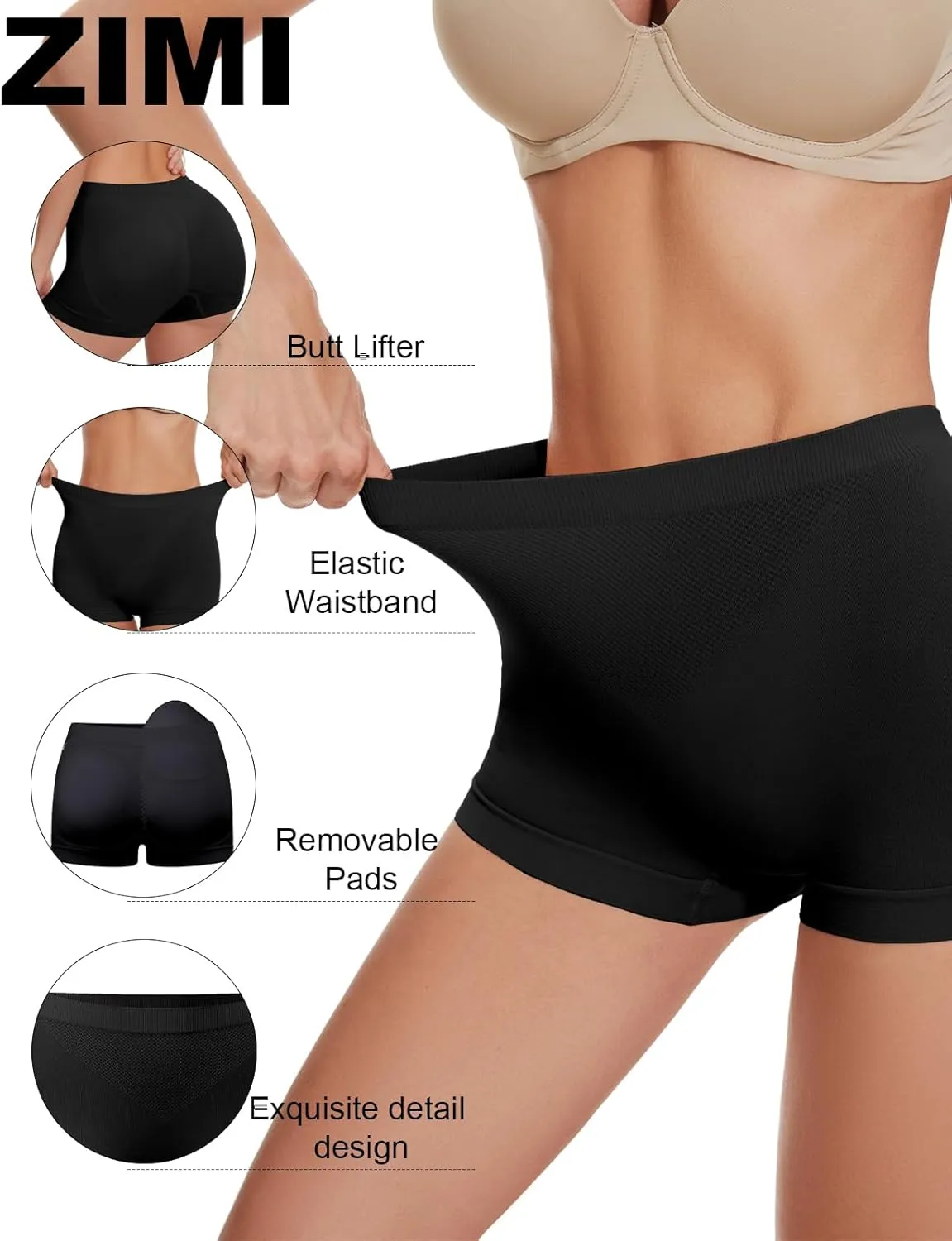 Butt Lifter Panties Shaperwear for Women Seamless Hip Enahncer Body Shaper Boyshort Padded Underwear