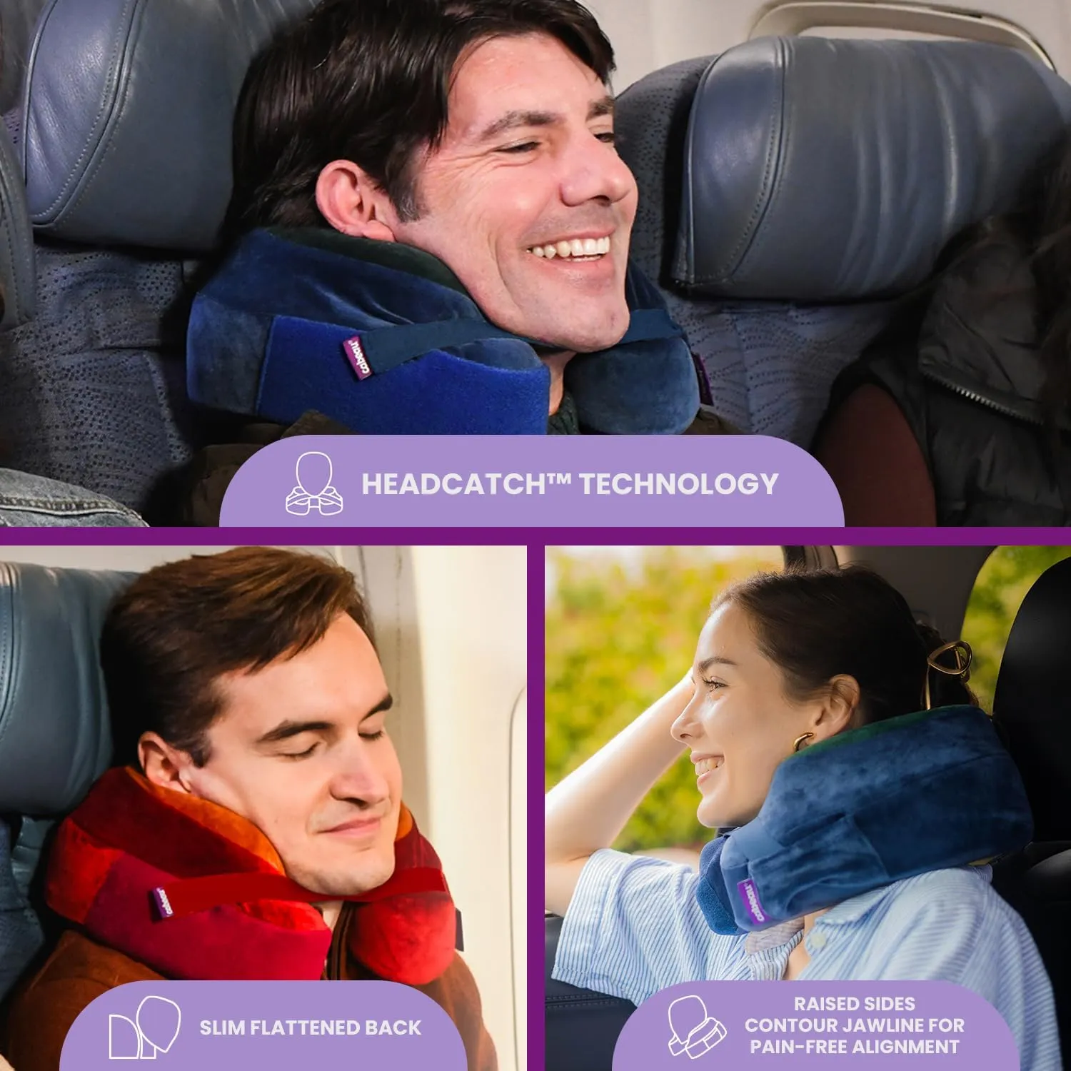 Cabeau Best Neck Pillow for Travel – Evolution Earth – 360° Head, Neck and Chin Support for Sleeping – Sustainable Memory Foam (Water)