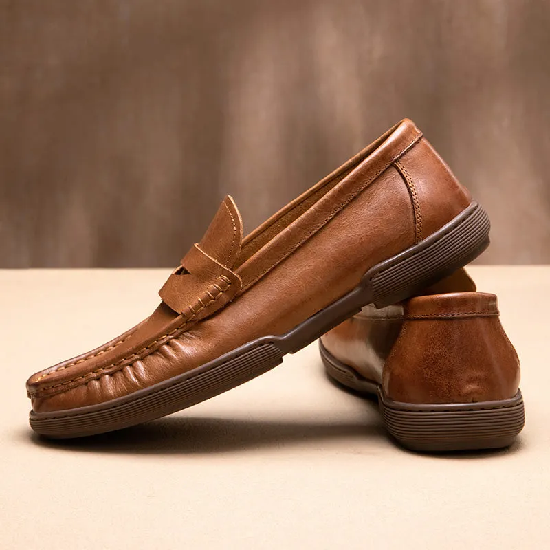 Calf Leather Loafers Classic Slip-On Loafer Breathable and Slip-Resistant