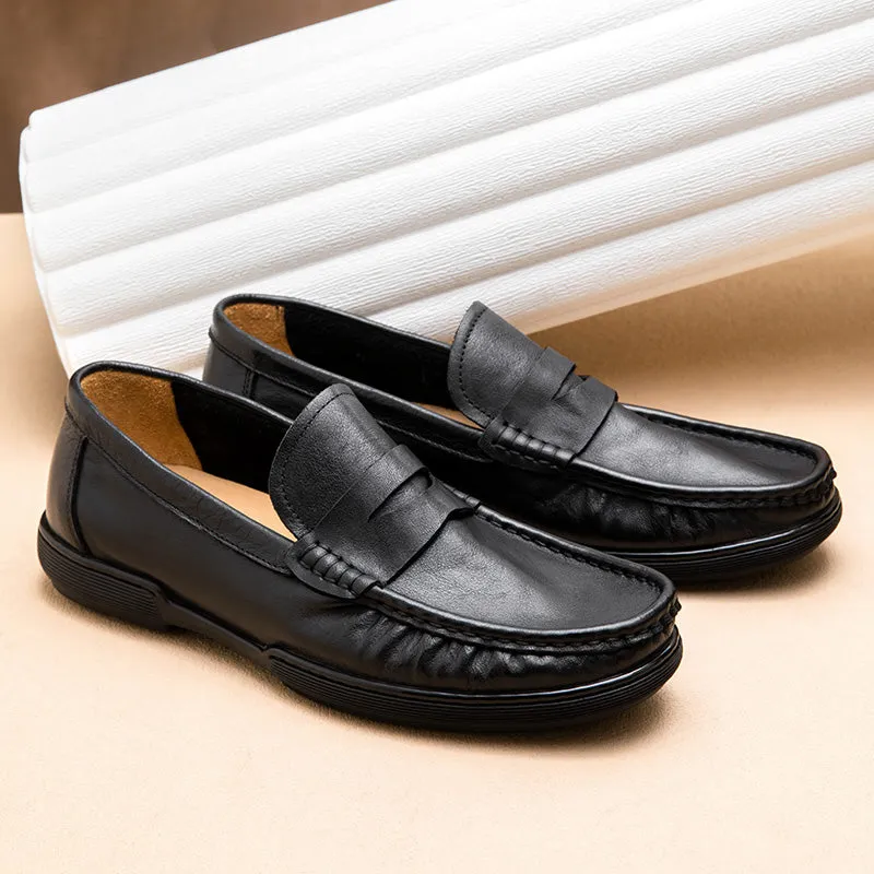 Calf Leather Loafers Classic Slip-On Loafer Breathable and Slip-Resistant