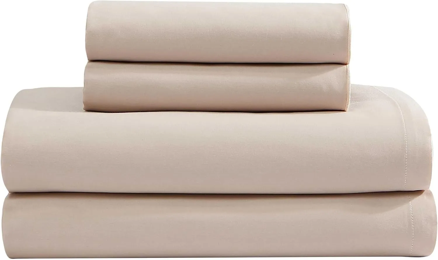 Calvin Klein - Queen Bed Sheets, Cotton Sateen Bedding Set with Soft Sheen, Deep Pocket Sheet Set (Pearl Edge Naked Pink, Queen)