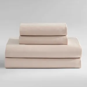 Calvin Klein - Queen Bed Sheets, Cotton Sateen Bedding Set with Soft Sheen, Deep Pocket Sheet Set (Pearl Edge Naked Pink, Queen)