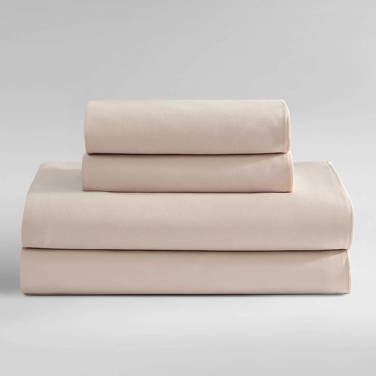 Calvin Klein - Queen Bed Sheets, Cotton Sateen Bedding Set with Soft Sheen, Deep Pocket Sheet Set (Pearl Edge Naked Pink, Queen)