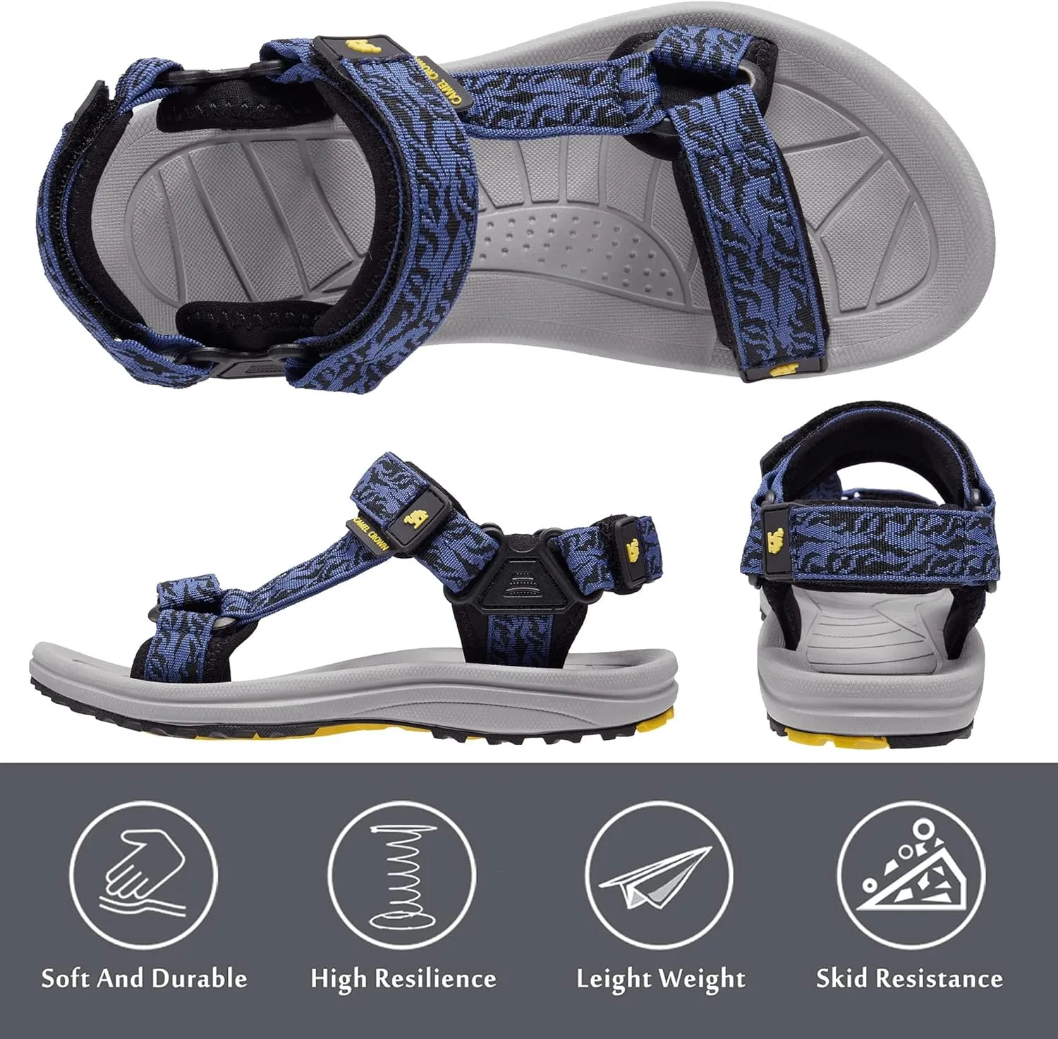 CAMELSPORTS Mens Athletic Sandals Outdoor Strap Summer Beach Sandals Waterproof Fisherman Water Shoes Open Toe Sport Gym Hiking Sandal