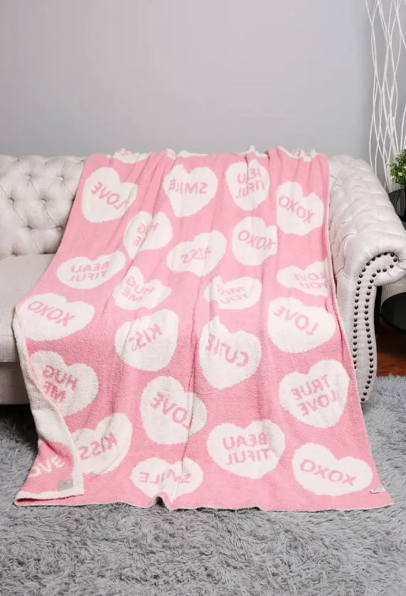 CANDY HEARTS SOFT THROW BLNKT
