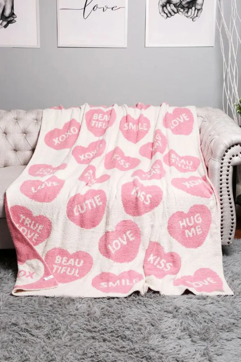 CANDY HEARTS SOFT THROW BLNKT