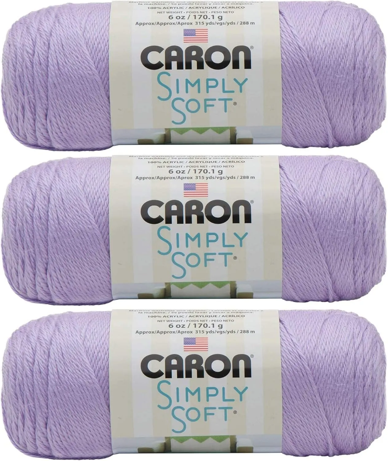 Caron - Simply Soft - Pack of 3 Solid Thread Balls 6 oz