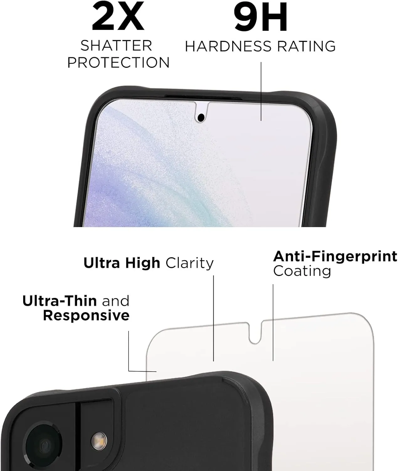 Case-Mate - TOUGH Series - PROTECTION PACK - Case and Screen Protector for Samsung Galaxy S22 - Slim - 10 ft Drop Protection - 6.1 Inch - Black