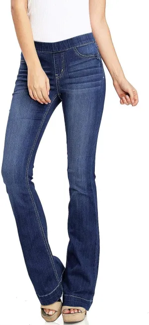 Cello Women's Juniors Mid Waist Skinny Fit Bootcut Pants,Dark Denim,X-Large